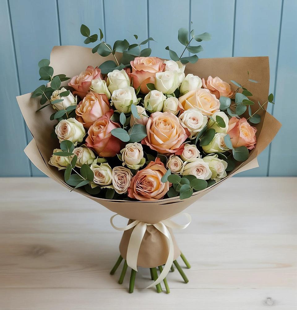 Букет цветов из: Альстромерии и Розы в Кемь