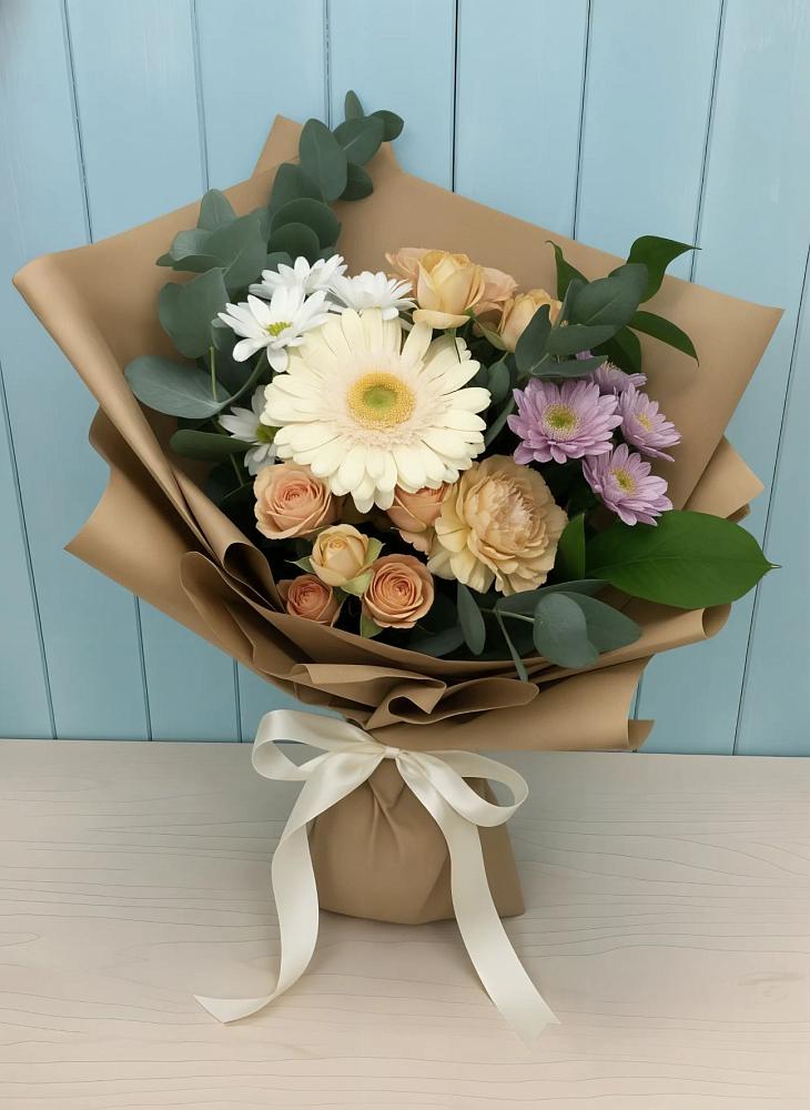 Букет цветов из: Герберы и Хризантемы в Кемь
