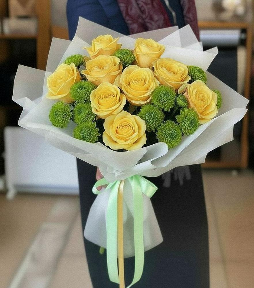 Букет цветов из: Хризантемы и Розы в Кемь