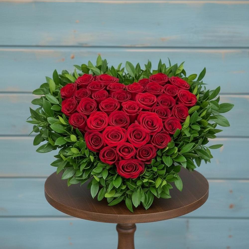 Цветочная композиция из Розы в виде сердца в Кемь