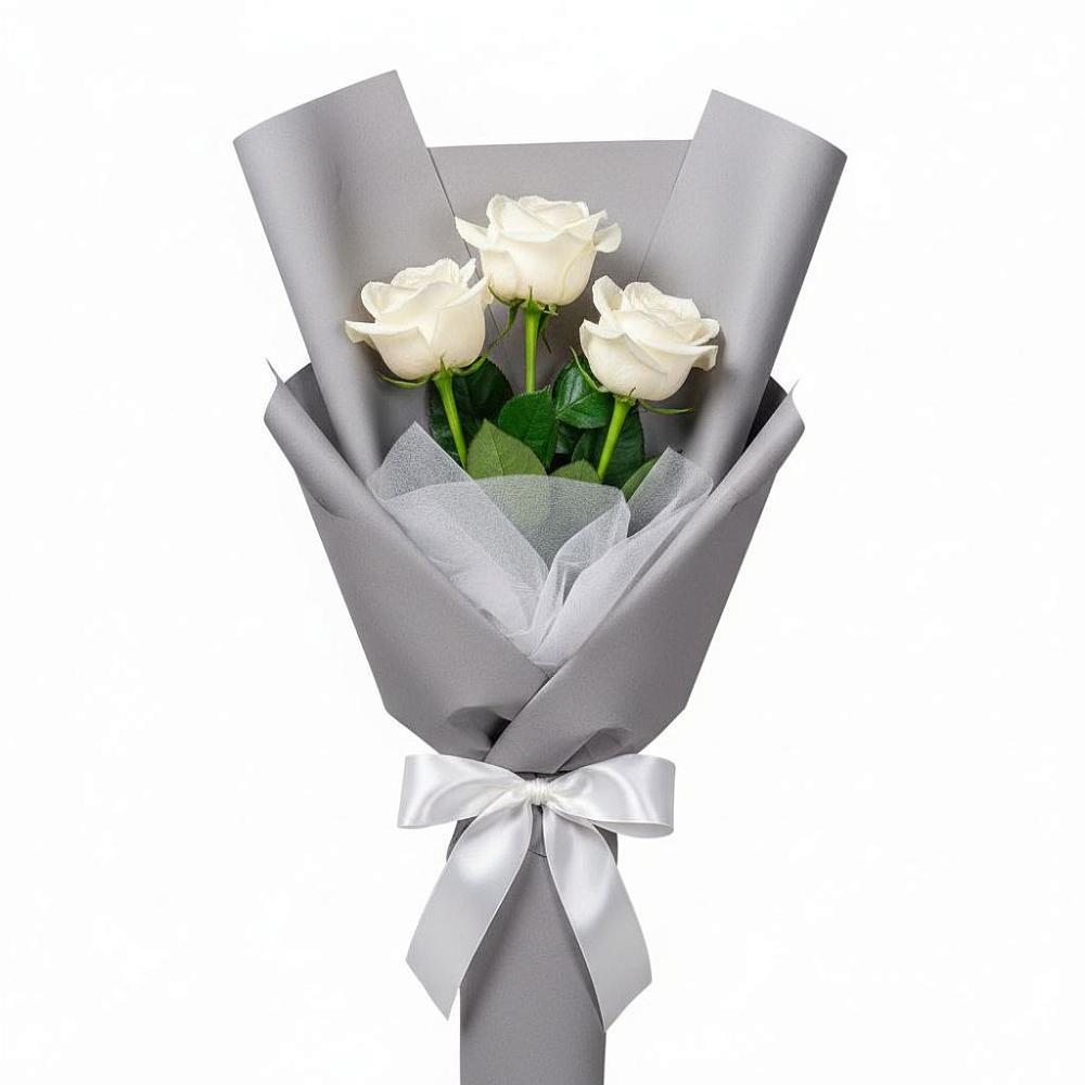 Букет 3 белые розы в Кемь