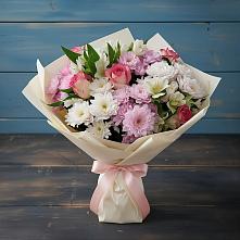 Букет цветов из:  Хризантемы, Альстромерии и Розы в Кемь