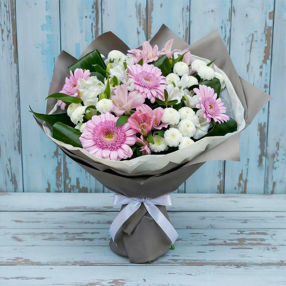 Букет цветов из: Герберы, Альстромерии и Хризантемы в Кемь