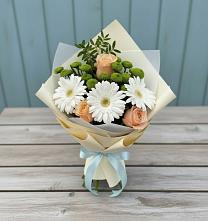Букет цветов из:  Герберы, Розы и Хризантемы в Кемь