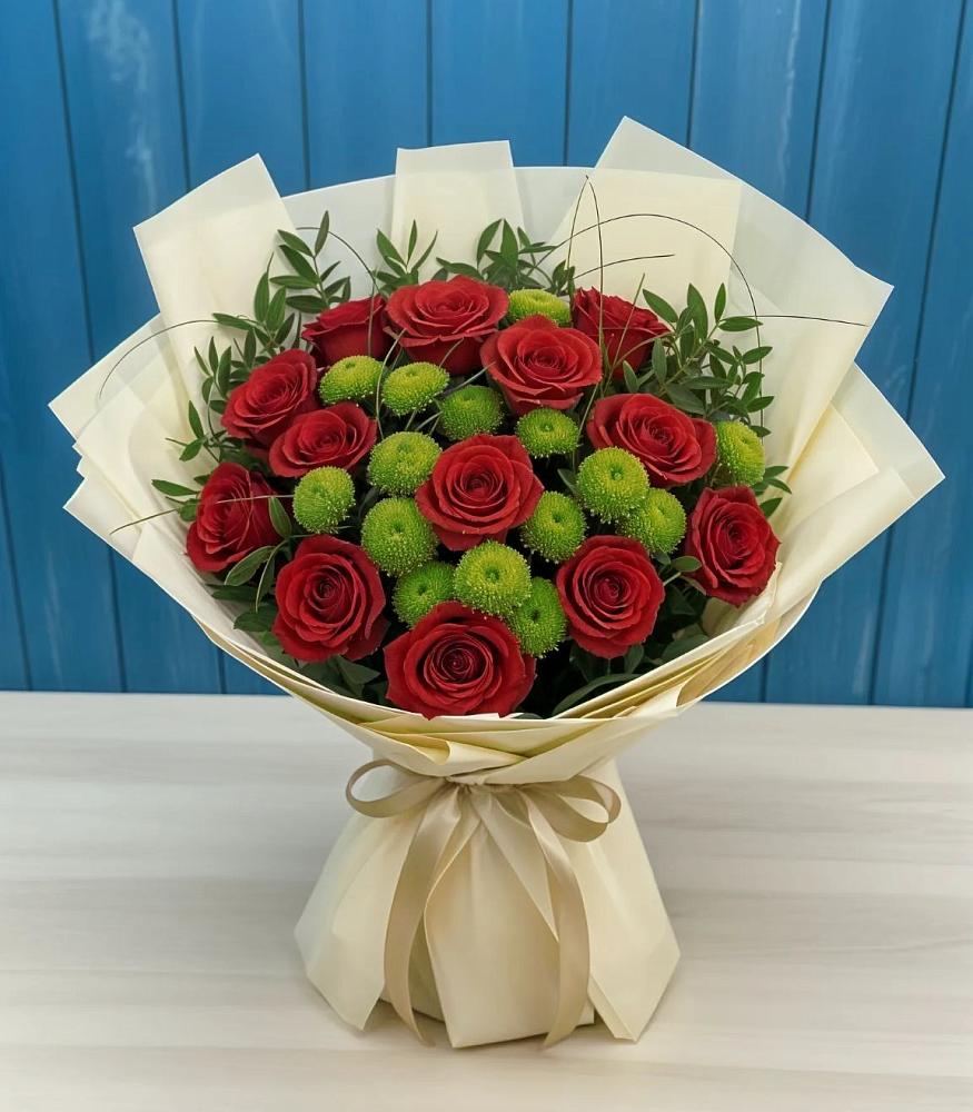 Букет цветов из: Розы и Хризантемы в Кемь