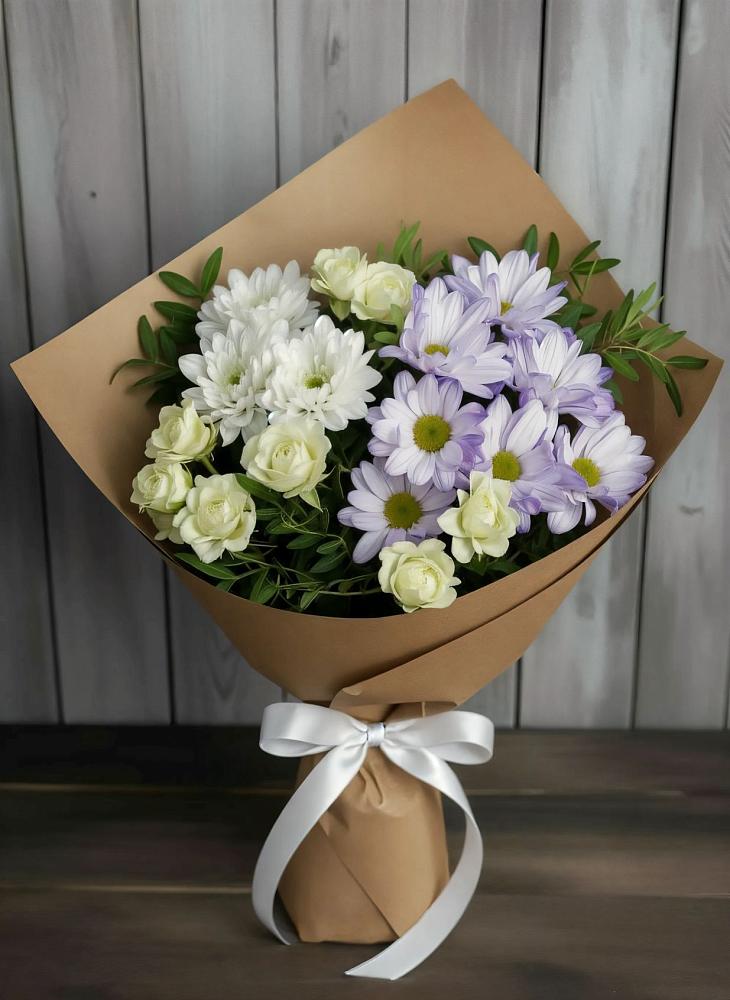 Букет цветов из: Хризантемы и Розы в Кемь